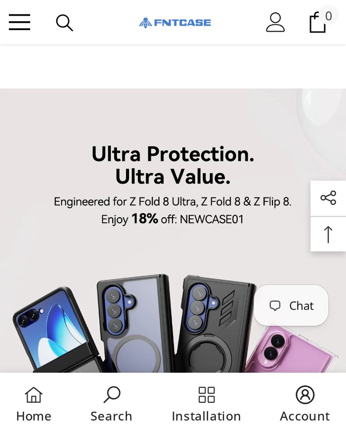 FNTCASE Shopify website homepage