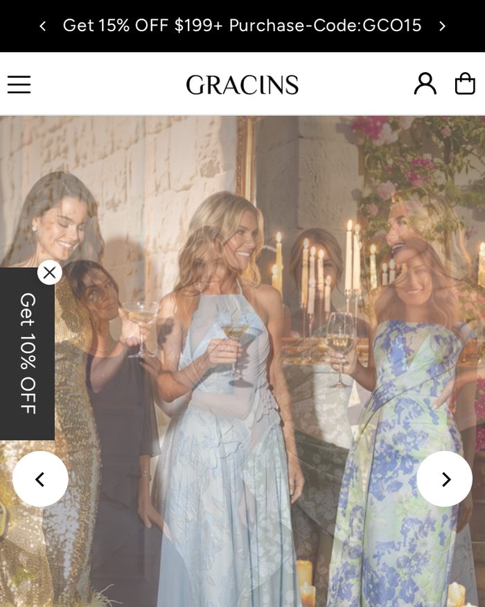Gracins Shopify website homepage