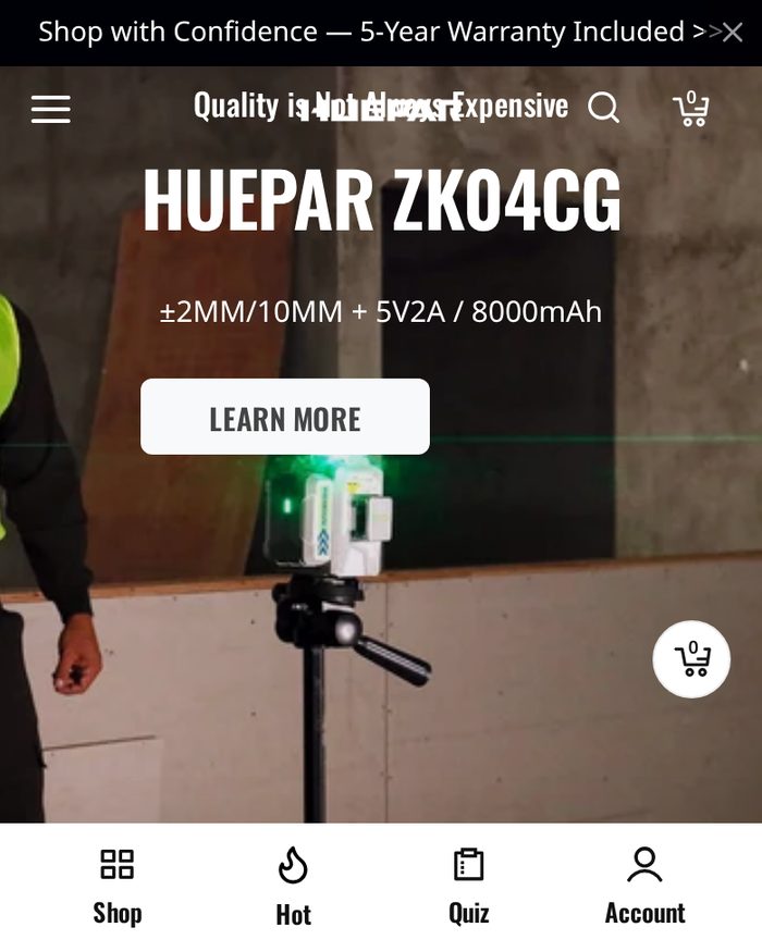 Huepar UK Shopify website homepage