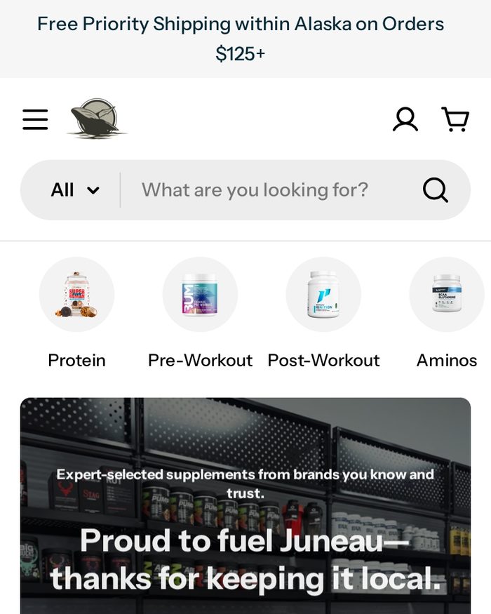 Southeast Supplements Shopify website homepage
